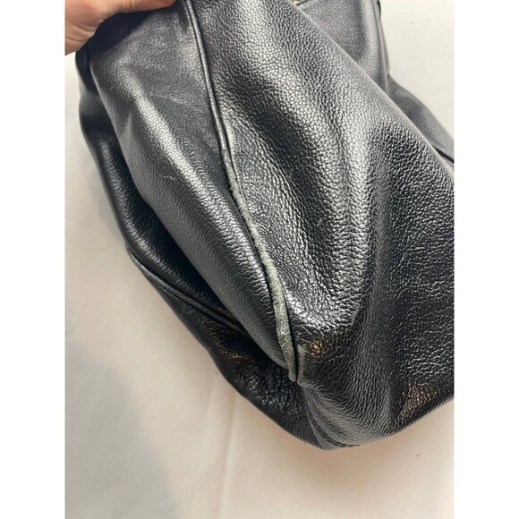 De Vecchi Hamilton Hodge Vintage Black Leather Shoulder Hobo Bag 80s Pebbled - Picture 4 of 12